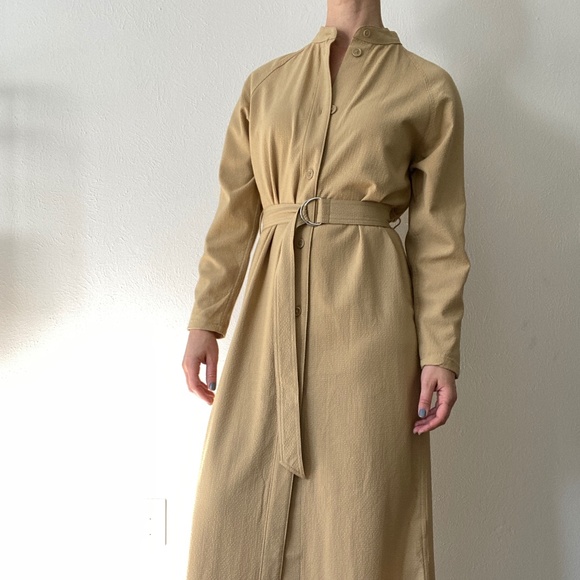 Weekday Tan Trenchcoat Maxi Belt Ines Dress - Small - Picture 5 of 7